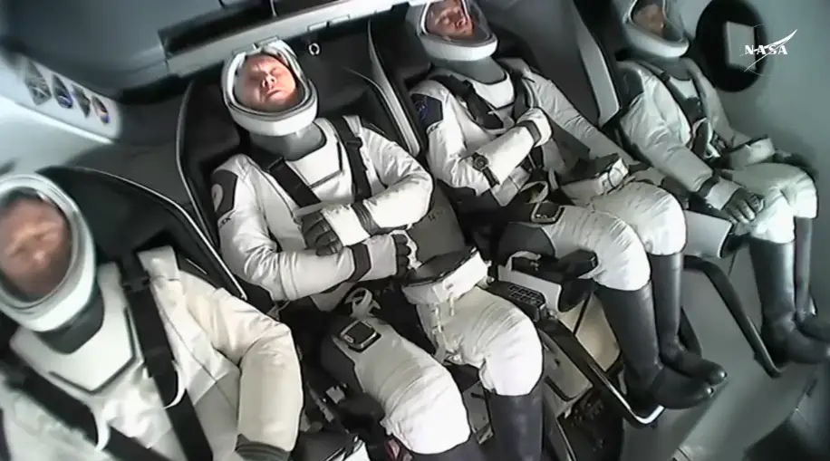 The team bracing themselves for landing (NASA)