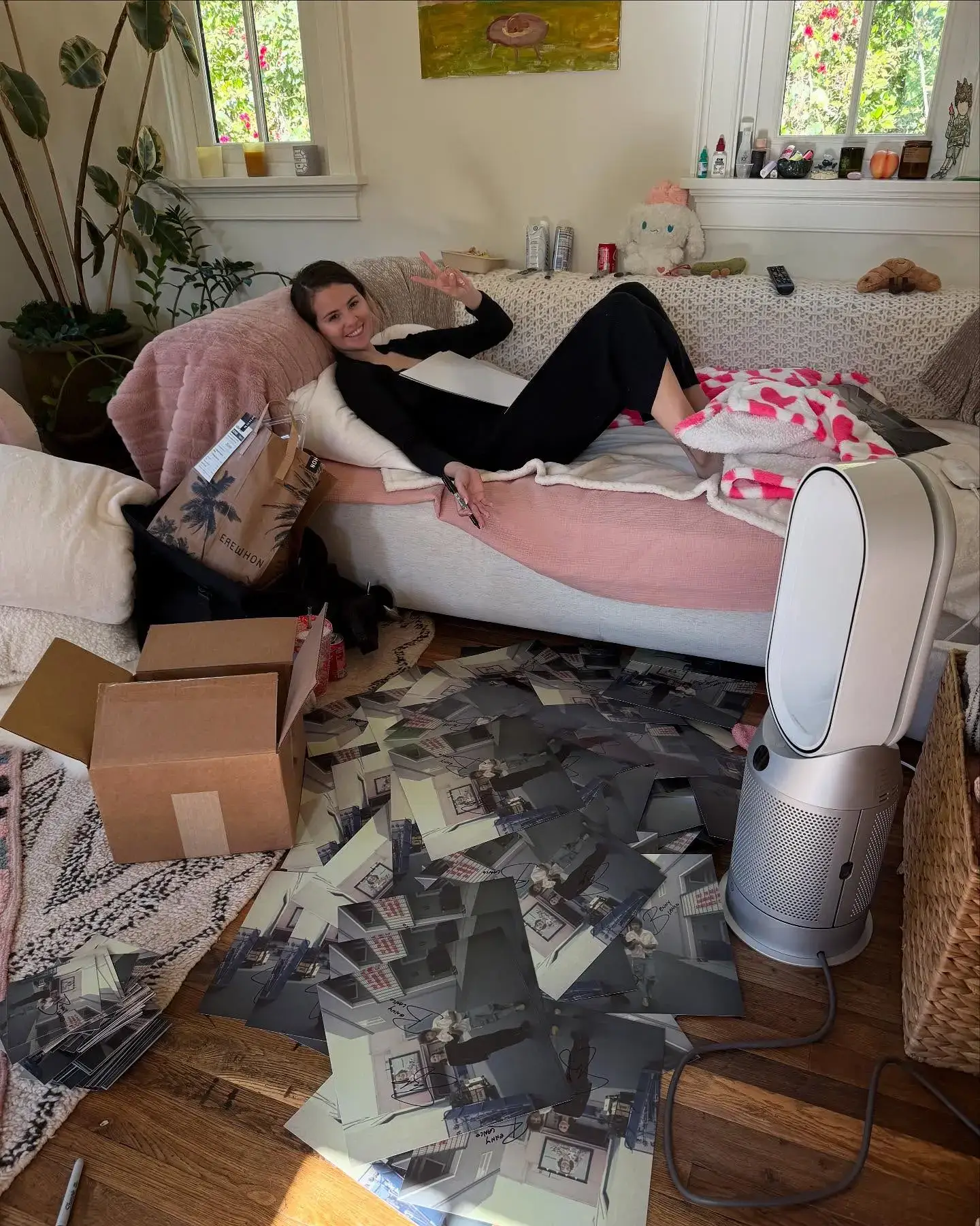 Gomez posted a series of photos to her Instagram, but this picture in particular details an NSFW item in the backdrop (Instagram/selenagomez)