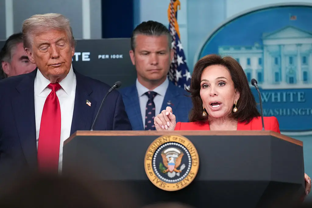 Trump hit out at a reporter who questioned him on the future of Pirro's role (Photo by Andrew Harnik/Getty Images)