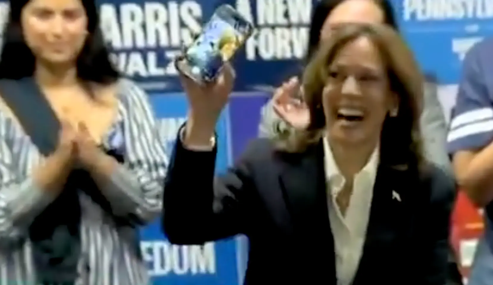 Harris turned her phone around to reveal the camera app (CNN)