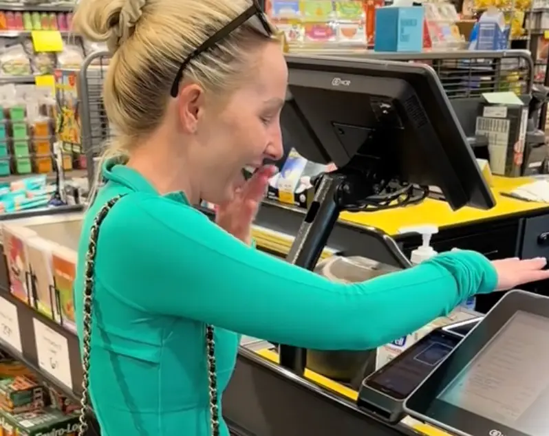 Chip Girl tested out the chip in her hand at Whole Foods.