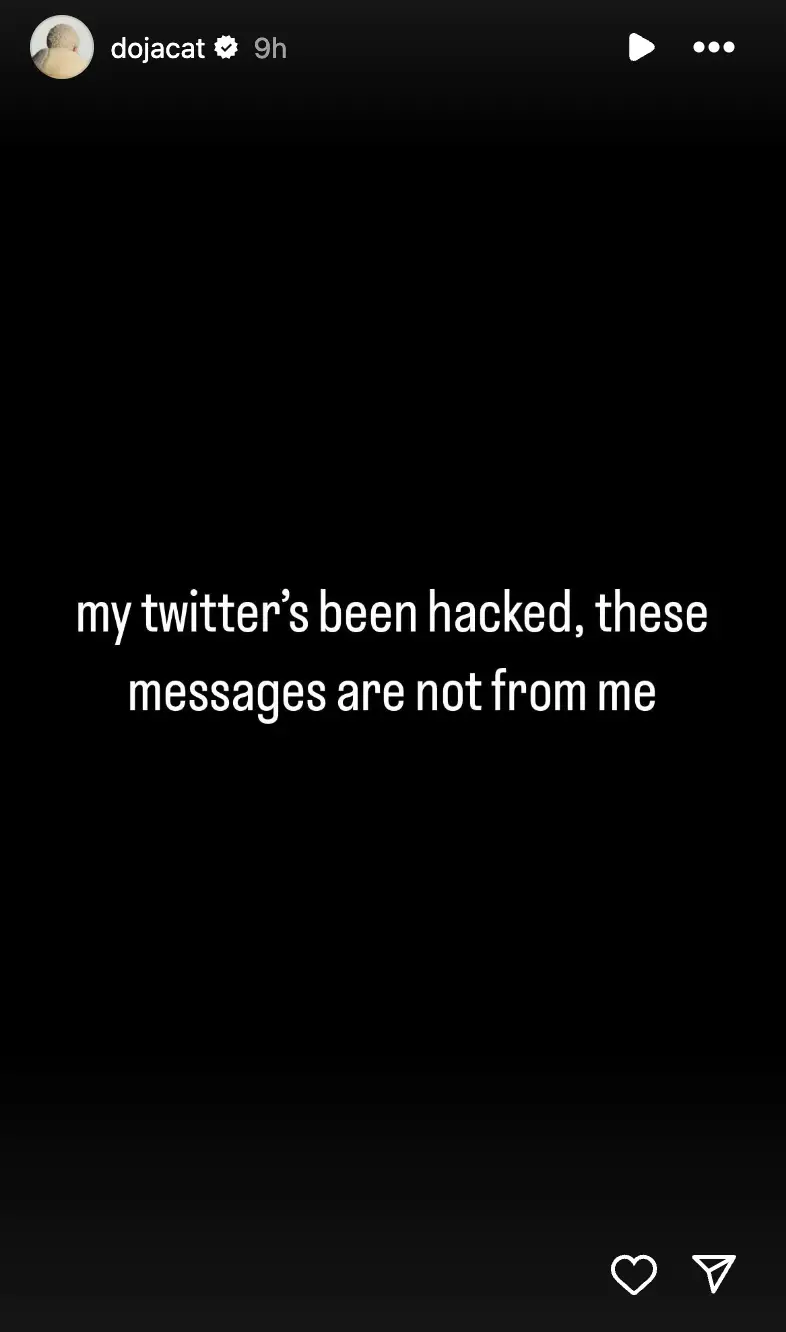 Doja Cat says Twitter has been 'hacked' (Instagram/ @dojacat) 