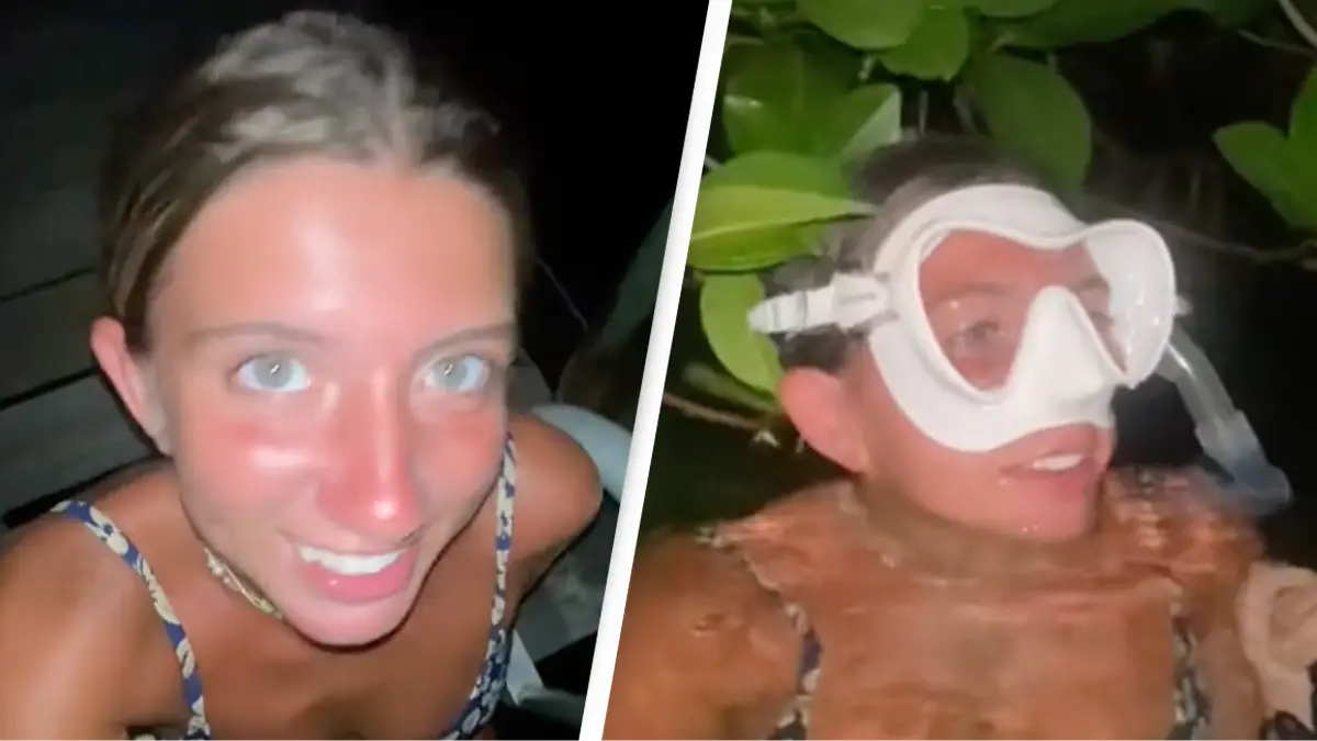'Insane' footage of woman swimming in crocodile infested waters is causing people to have 'panic attacks'