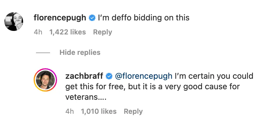 The stars enjoyed a cheeky bit of back and forth on Instagram this week.