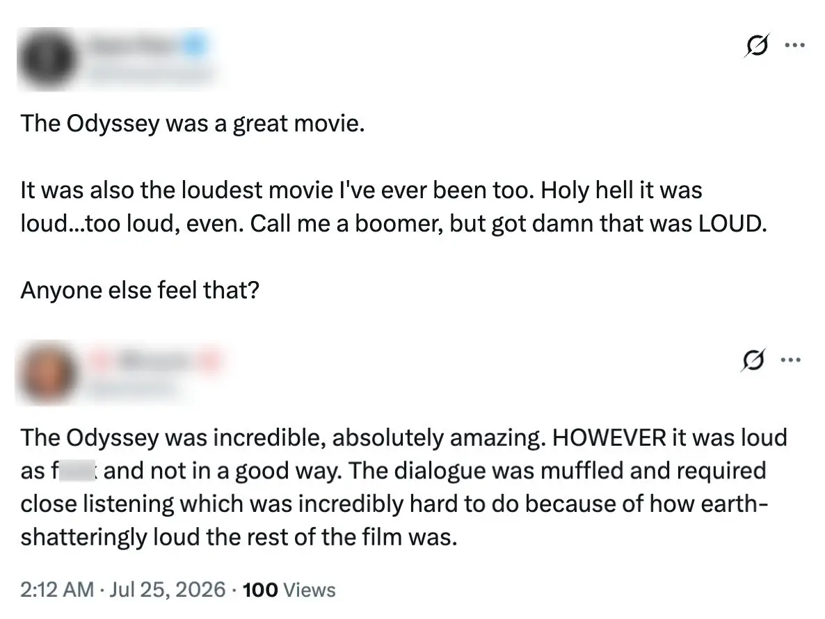 People are complaining online that The Odyssey was way too loud (Twitter)
