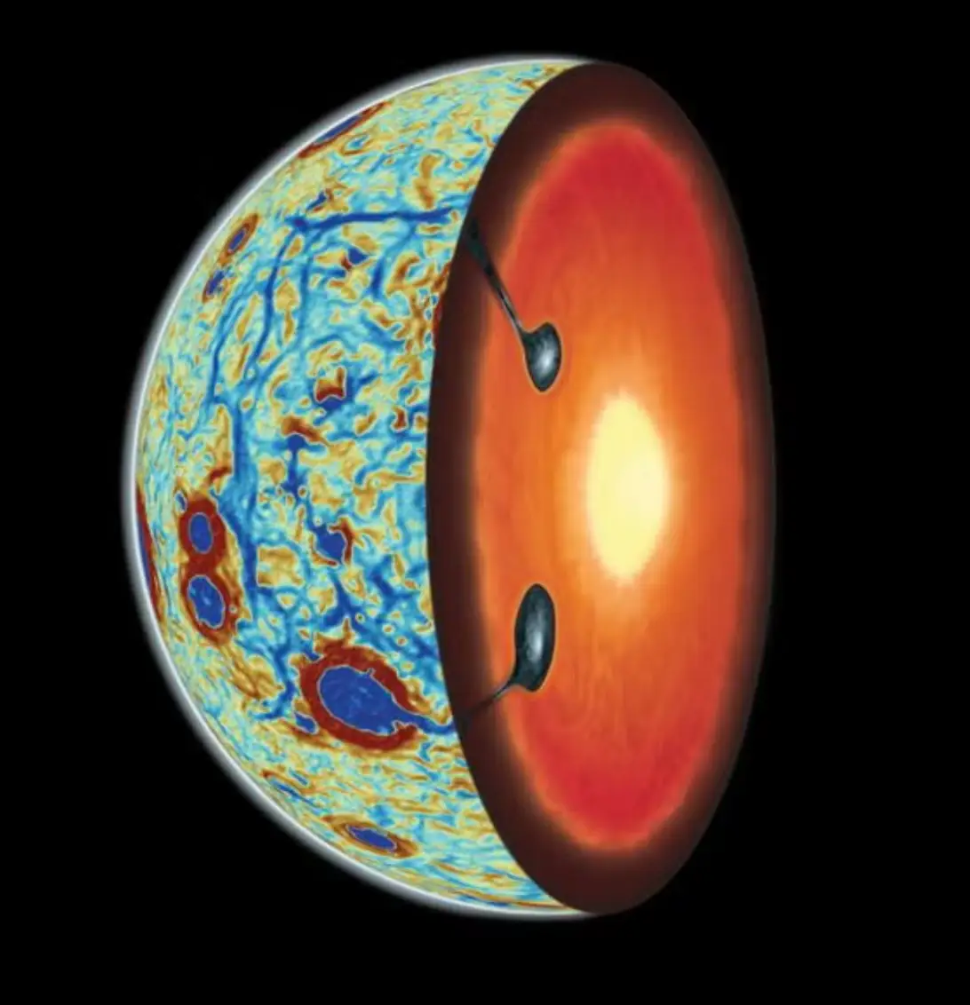 The moon once 'turned inside out'. (Adrien Broquet/University of Arizona & Audrey Lasbordes)