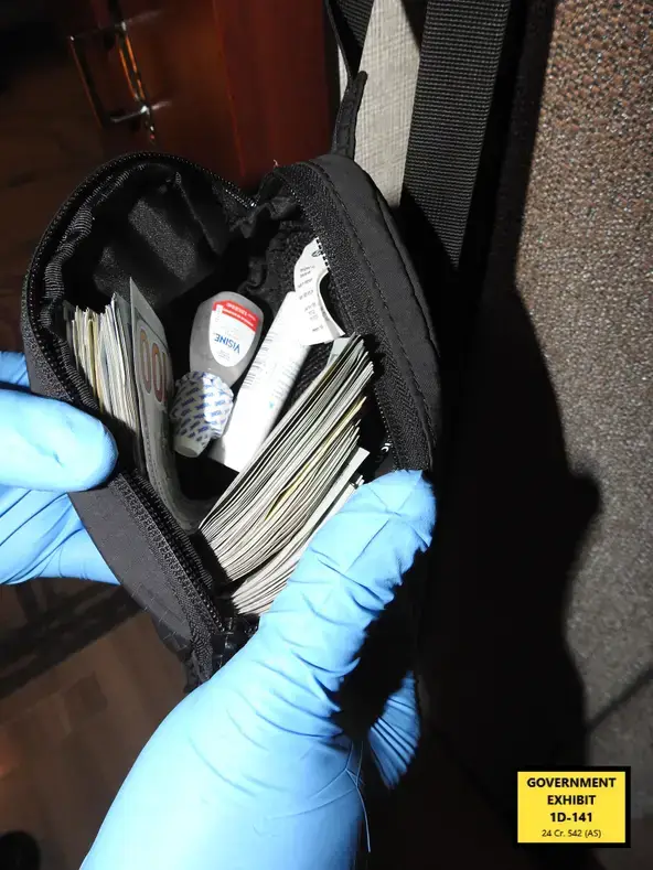 Cash in a fanny pack (Department of Justice)