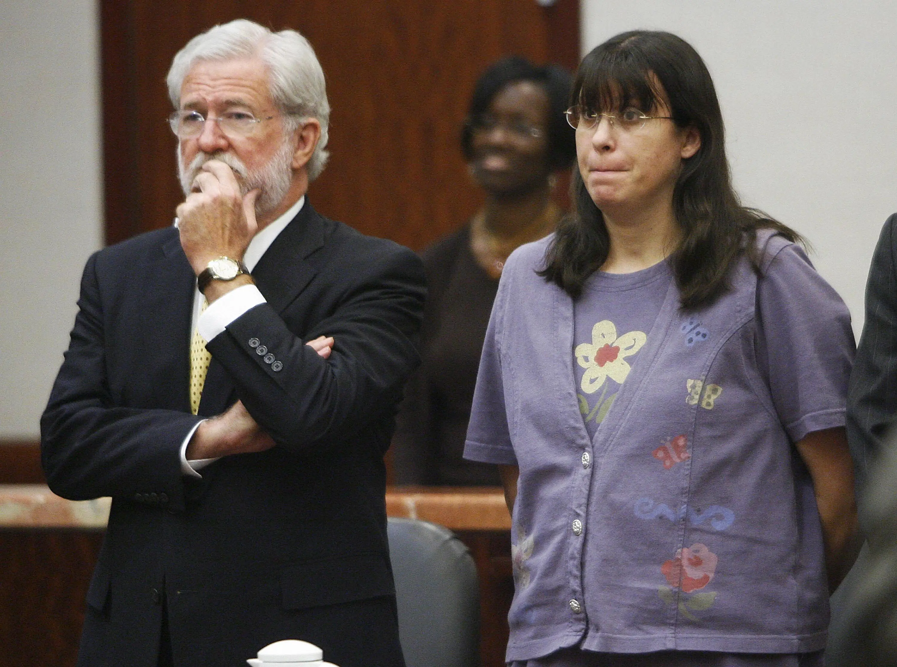 George Parnham pictured with Andrea Yates in court in 2006 (BRETT COOMER/AFP via Getty Images)