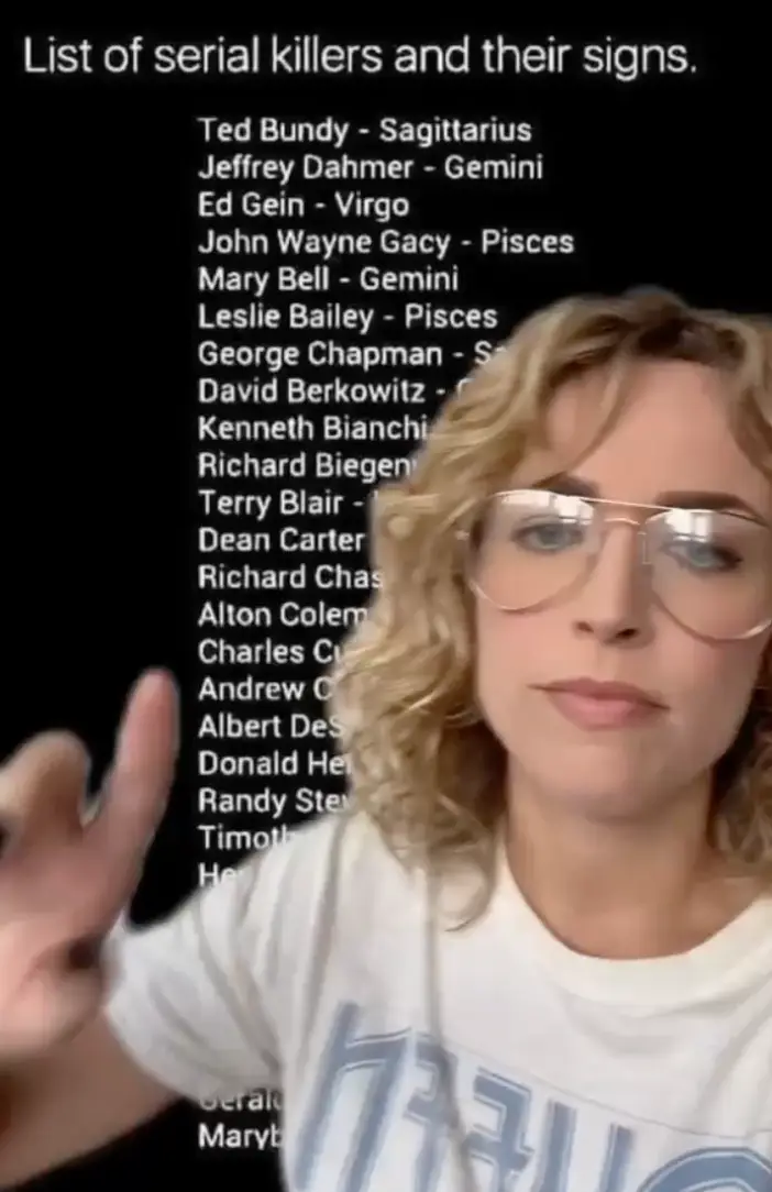 Skirvin compared the star signs of some of the world's most famous serial killers.