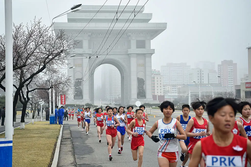 Pyongyang International Marathon took place in April 2025 (KIM WON JIN/AFP via Getty Images)