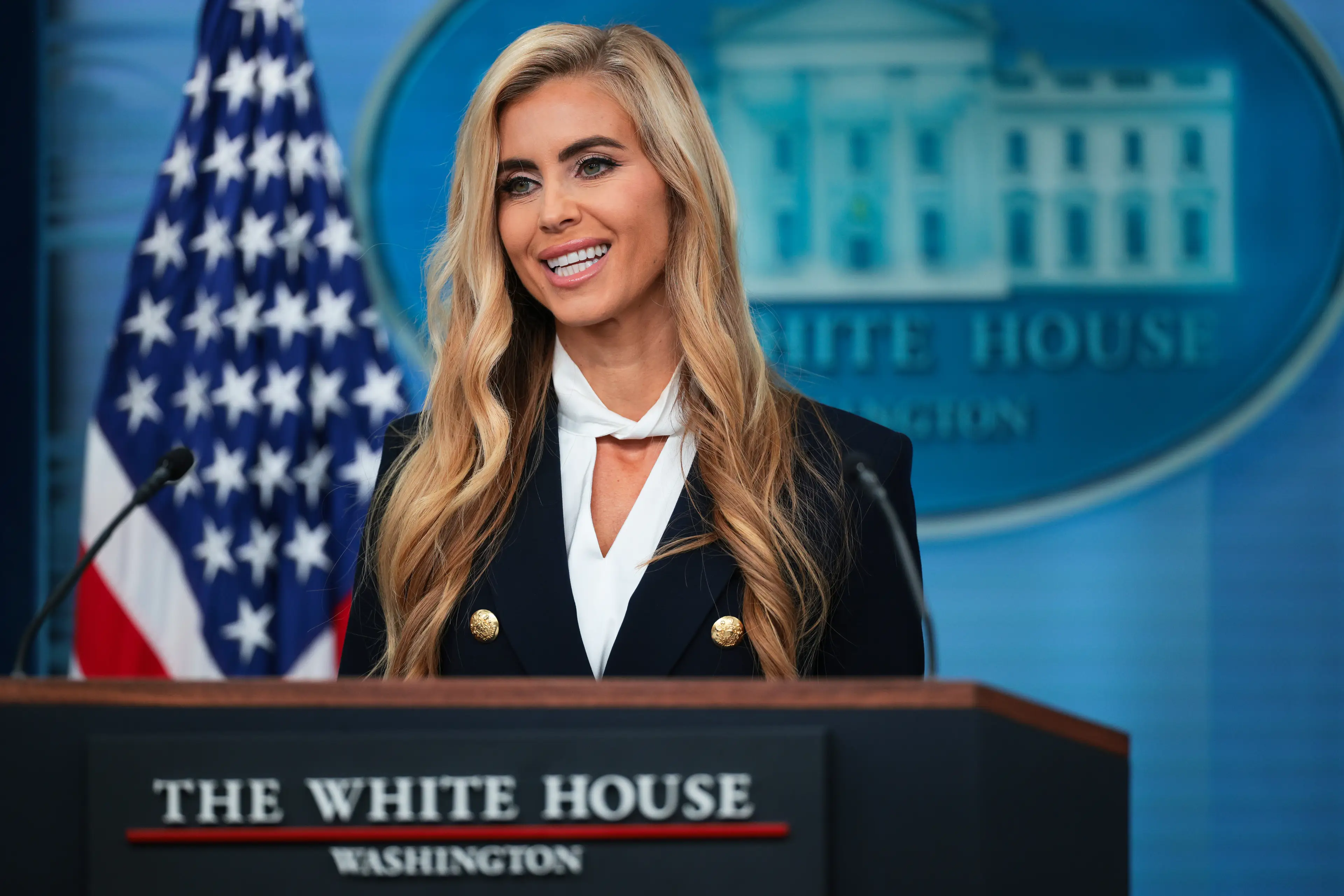 Katie Zacharia addressed reporters for the first time as press secretary on Tuesday (Chip Somodevilla/Getty Images)