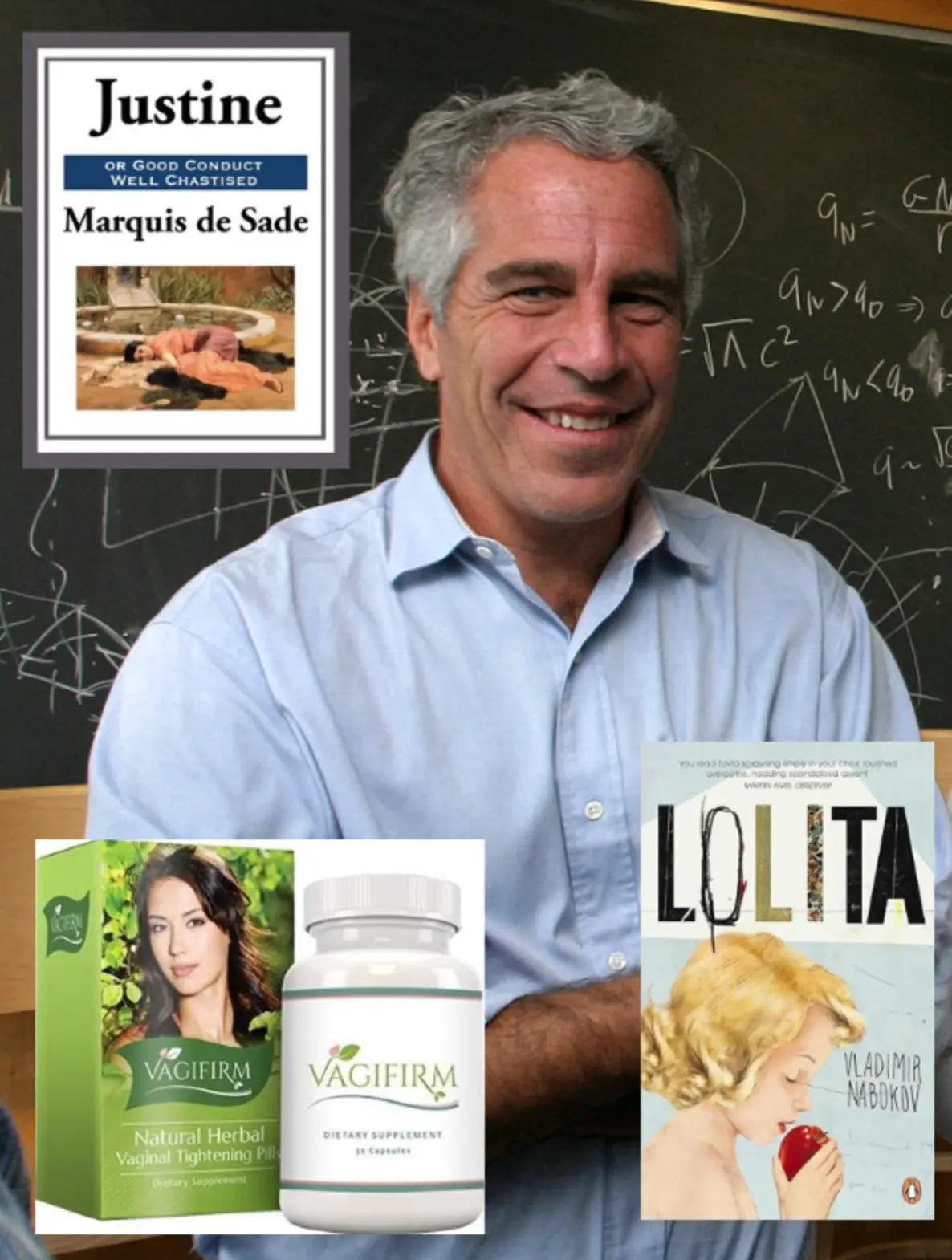 Some of Epstein's Amazon purchases (Rick Friedman/Rick Friedman Photography/Corbis via Getty Images/Vagifirm/Simon and Schuster/Penguin) 