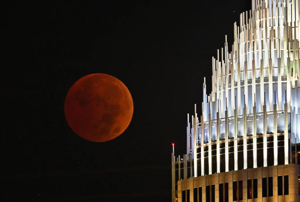  Total lunar eclipse, known as a blood moon, observed back in Charlotte, North Carolina, on November 8, 2022 (Peter Zay/Anadolu Agency via Getty Images)