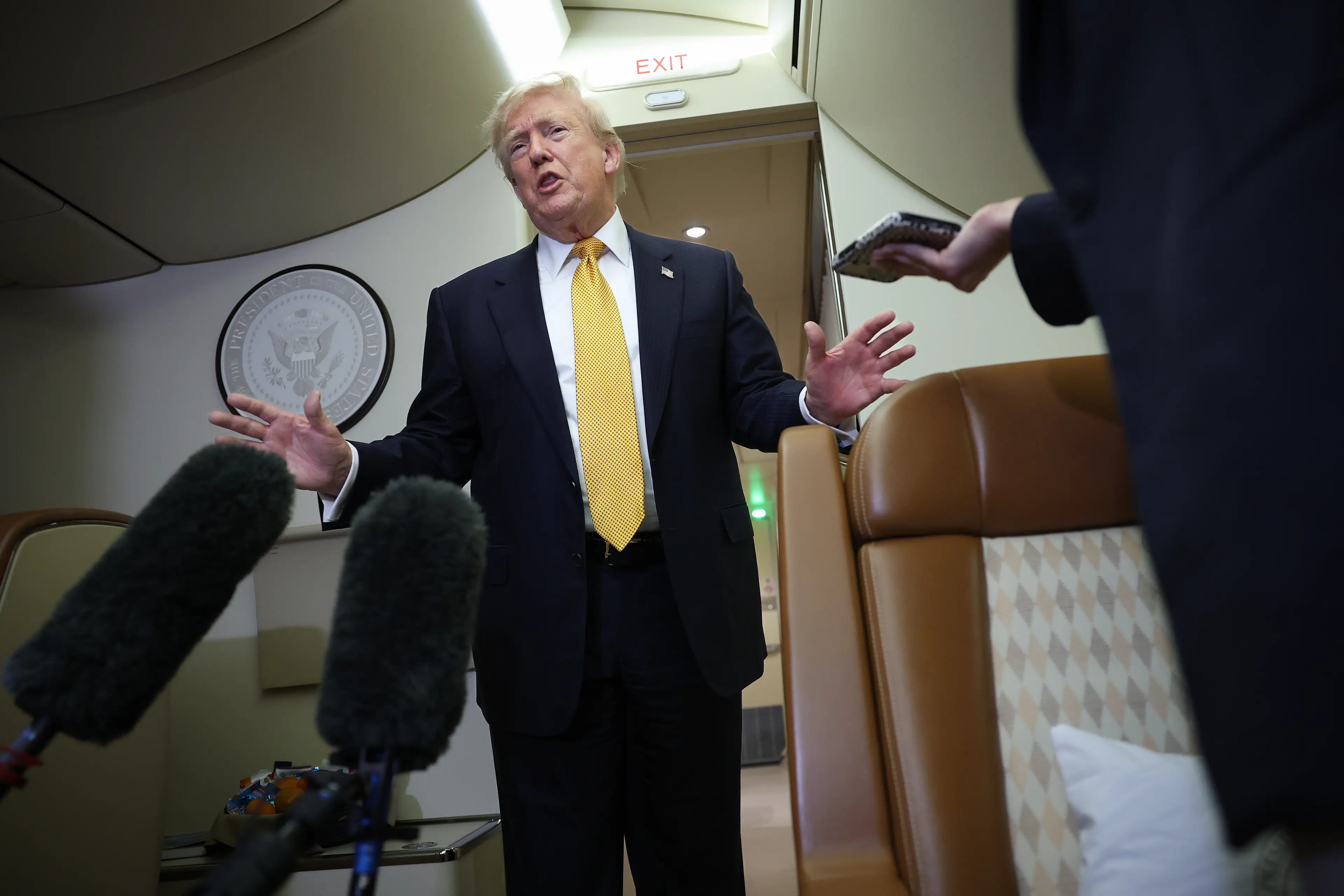 Trump spoke to reporters on Air Force One while traveling from the UK back to the US (Win McNamee/Getty Images)