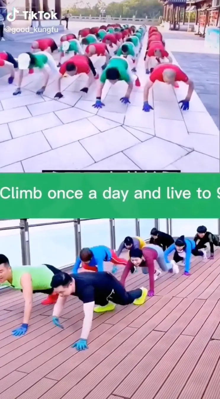This video claims that climbing 'once a day' can increase life expectancy.