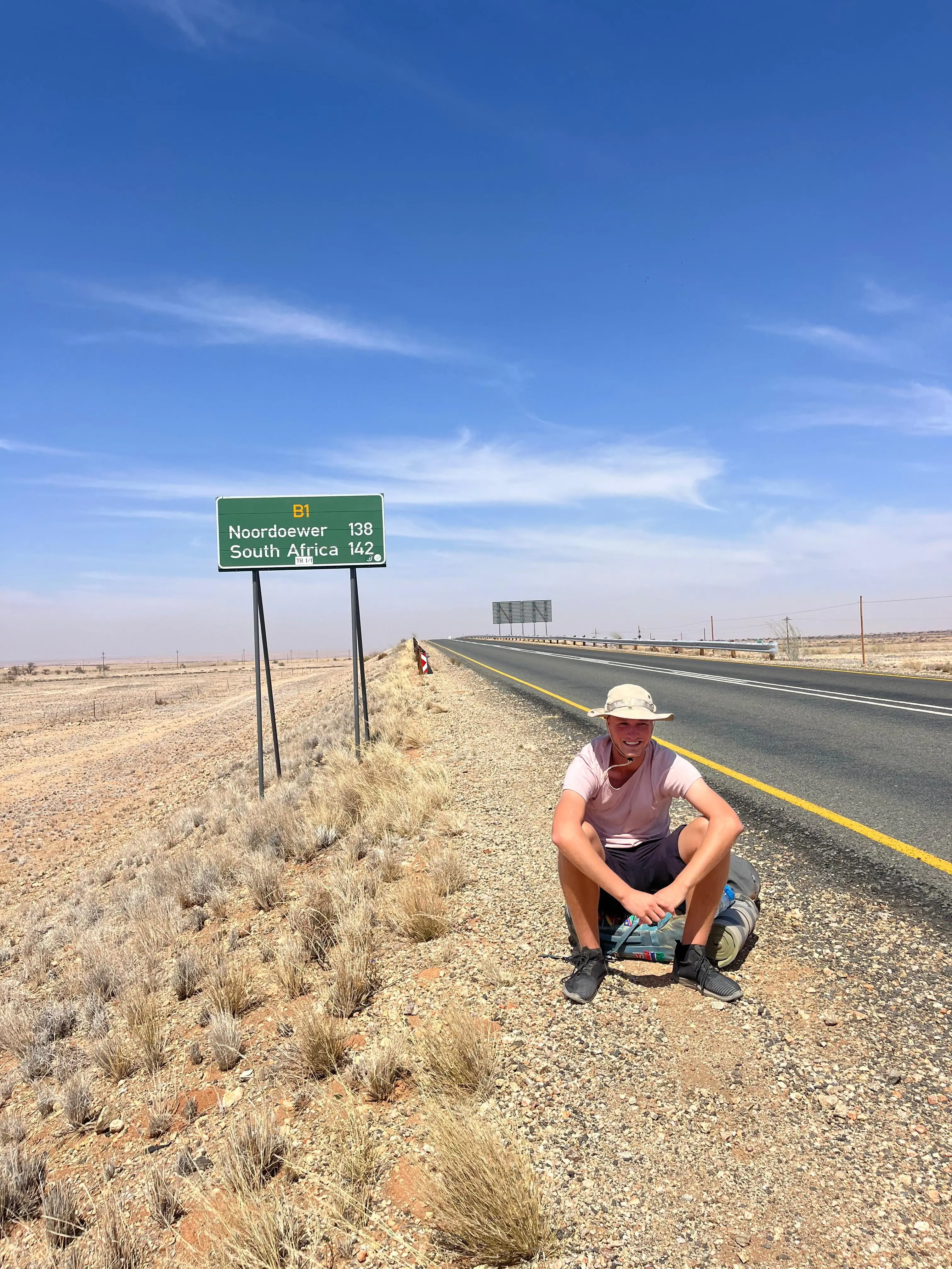Timo de Jong's first challenge saw him hitchhike from the UK to South Africa (Supplied)