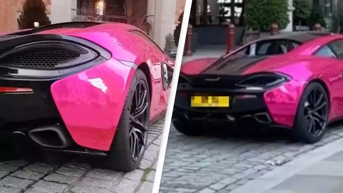 Mystery of bright pink McLaren that hasn't moved from outside hotel in four years may finally have been solved
