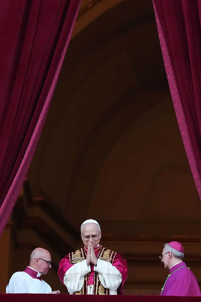 Pope Leo XIV appeared for the first time on the Vatican balcony today (Christopher Furlong/Getty Images)