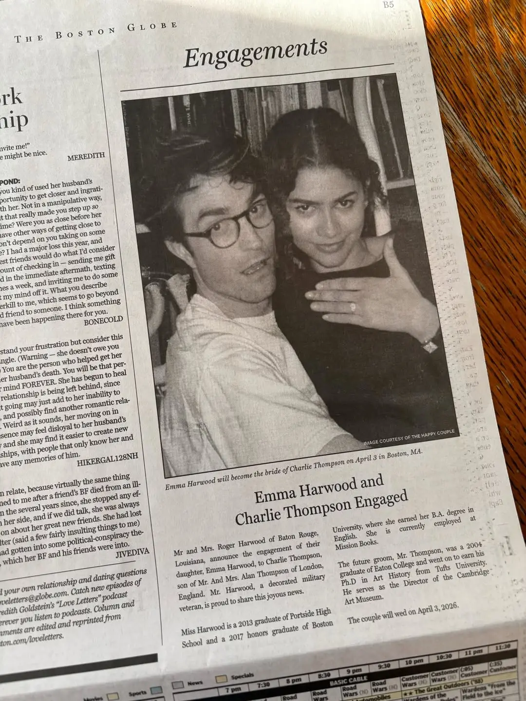 A24 took out an ad in the Boston Globe announcing the pair's engagement (Instagram/@a24)