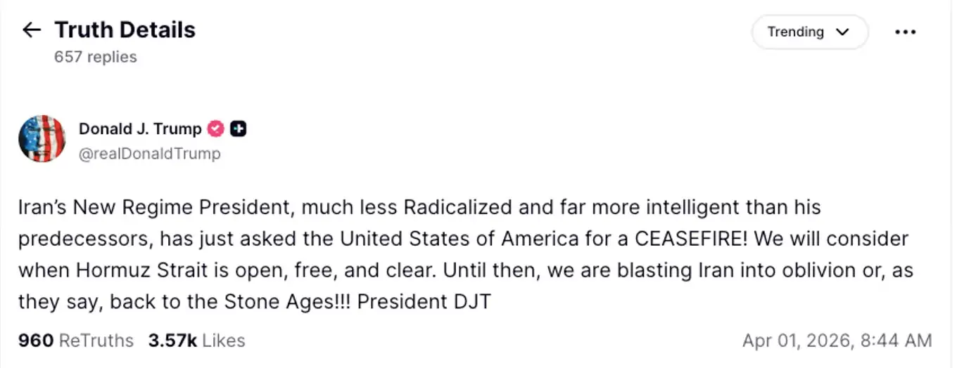 Trump shared the claim on Truth Social (Truth Social)