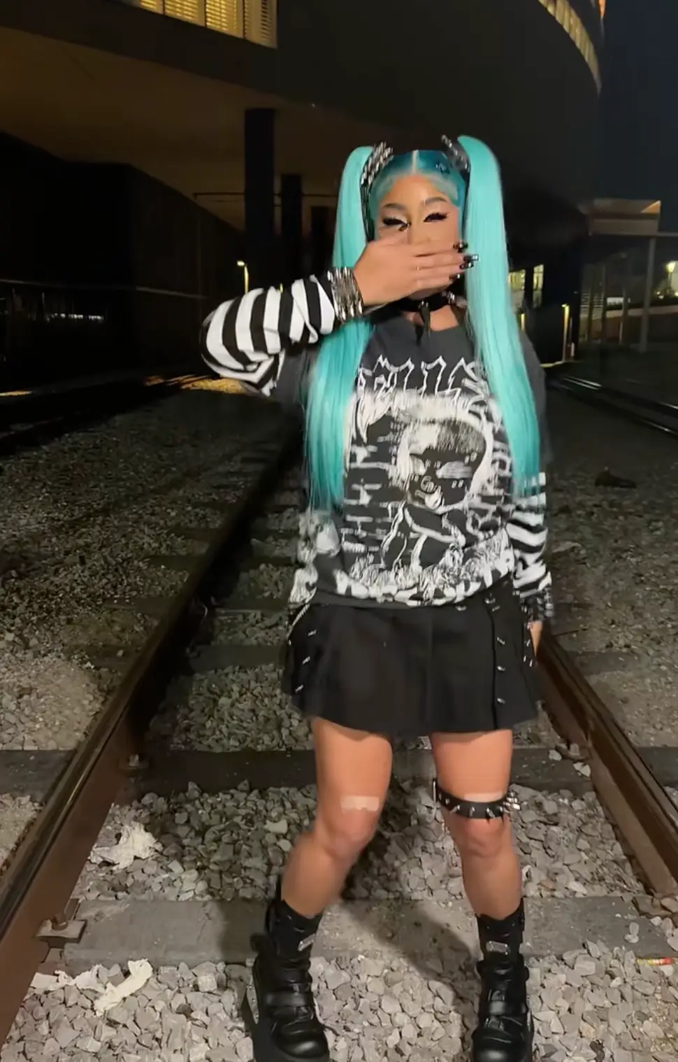 Natalie Nunn dressed up as North West in response to the 13-year-old's own Halloween outfit (TikTok/@missnatalienunn)