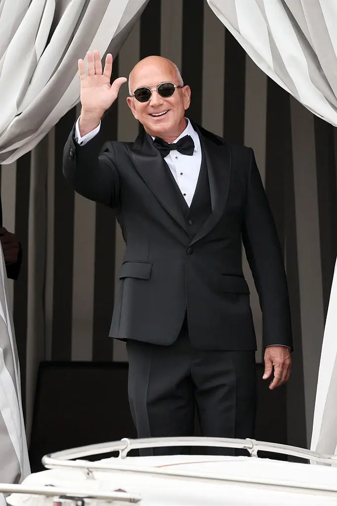 Jeff Bezos pictured leaving the Aman Hotel in Venice, Italy, on his wedding day (Ernesto Ruscio/GC Images)