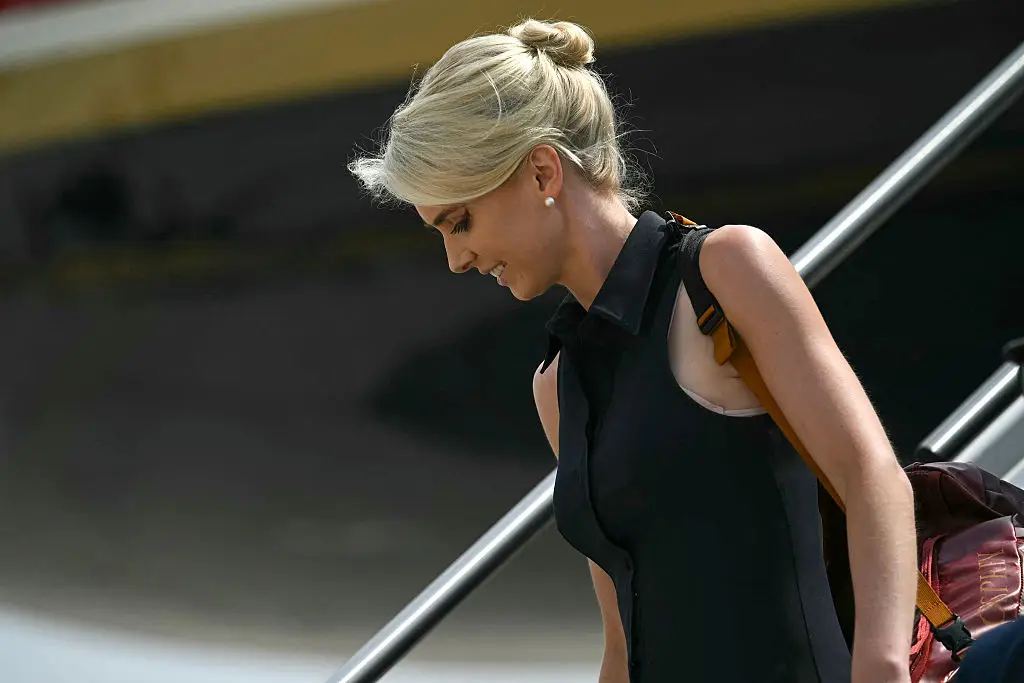 Natalie Harp works as a special assistant to President Trump, stationed at a desk directly outside the Oval Office. (Photo by Kent NISHIMURA / AFP via Getty Images)