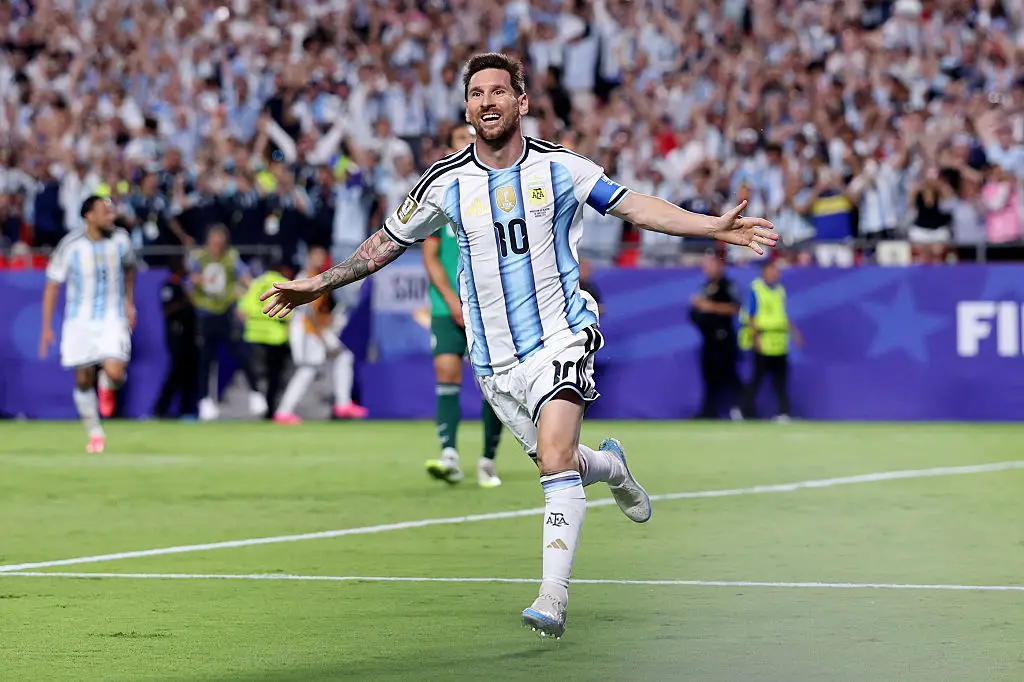 The rumors didn't stop Messi scoring three goals in the game (Michael Steele/Getty Images)