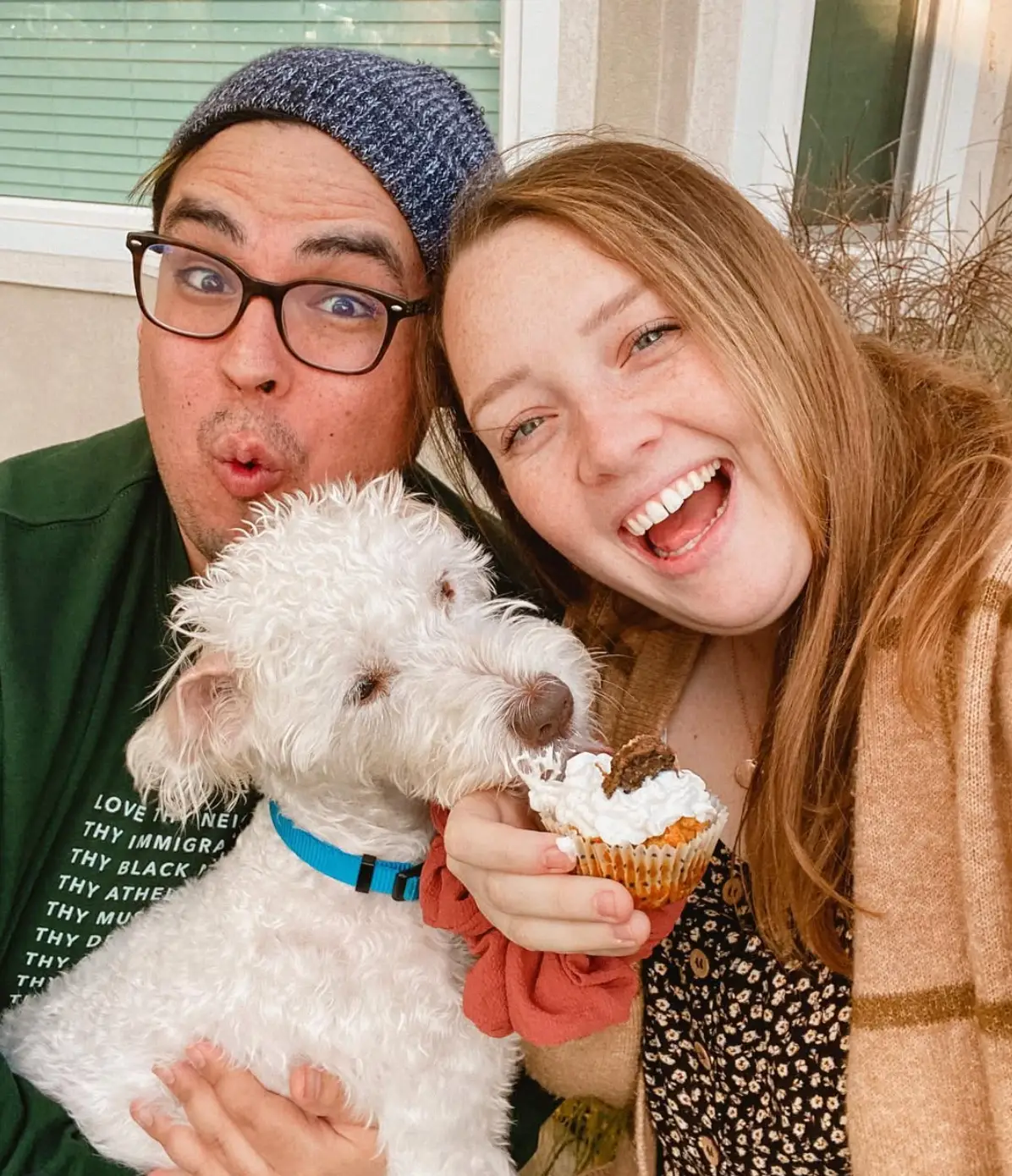 Tanner Martin pictured with his wife Shay and their dog (jiffymartin/Instagram)