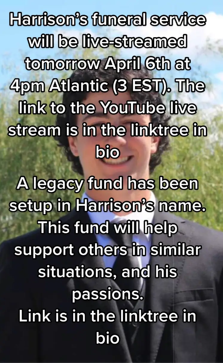 Harrison's family are holding a funeral service on 6 April.