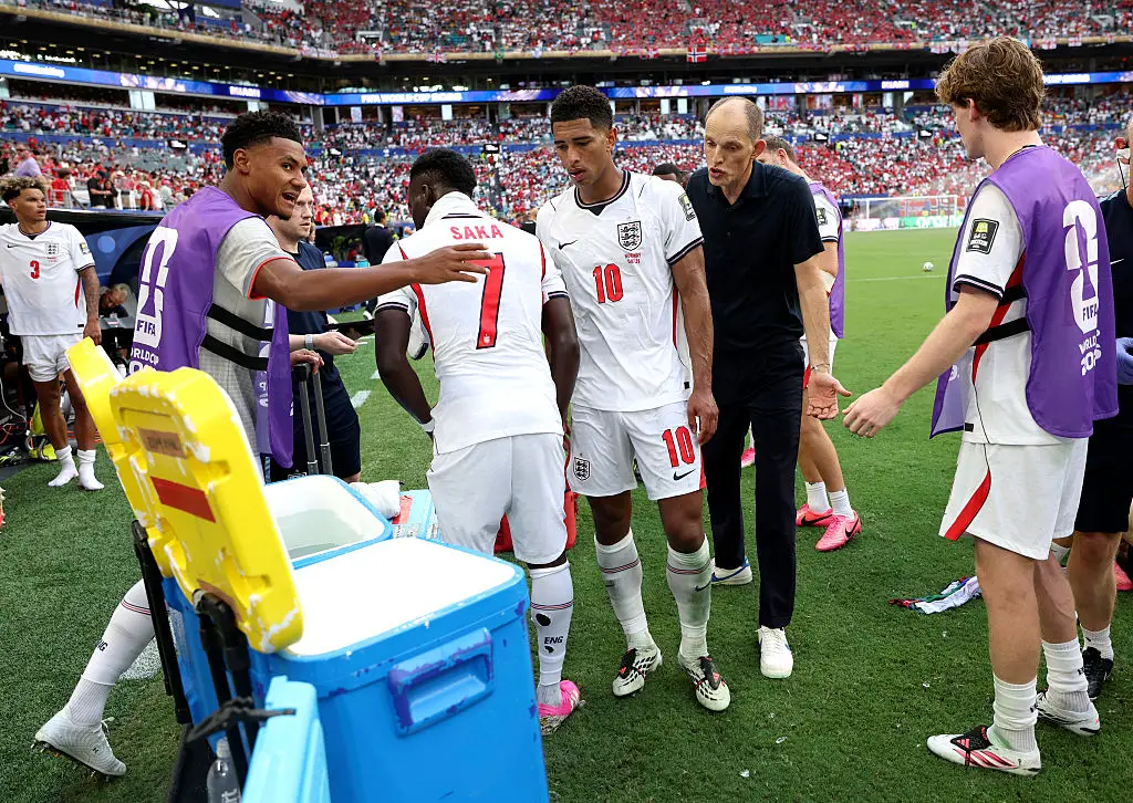 England players seen having a hydration break during their match against Norway (Eddie Keogh - The FA/The FA via Getty Images)