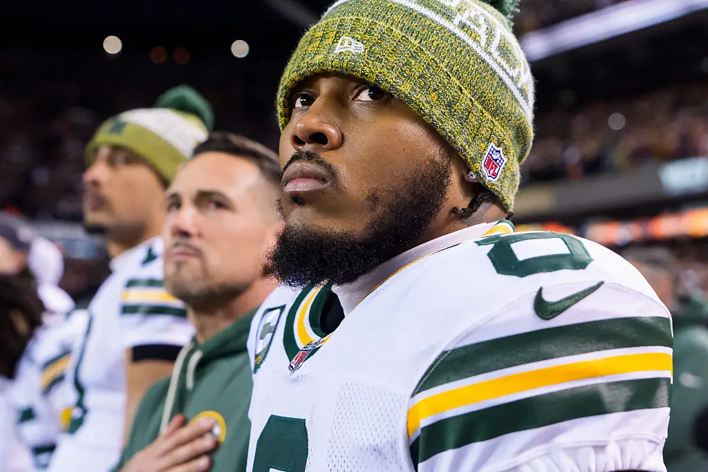 Josh Jacobs was arrested on Saturday and faces felony charges (Photo by Todd Rosenberg/Getty Images)
