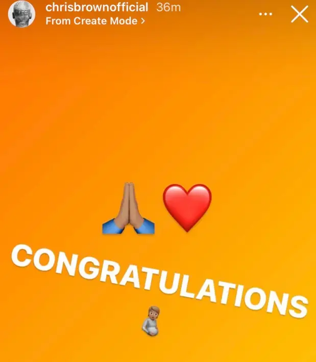 Chris Brown appeared to send a message of congratulations to Rihanna over the birth of her son.