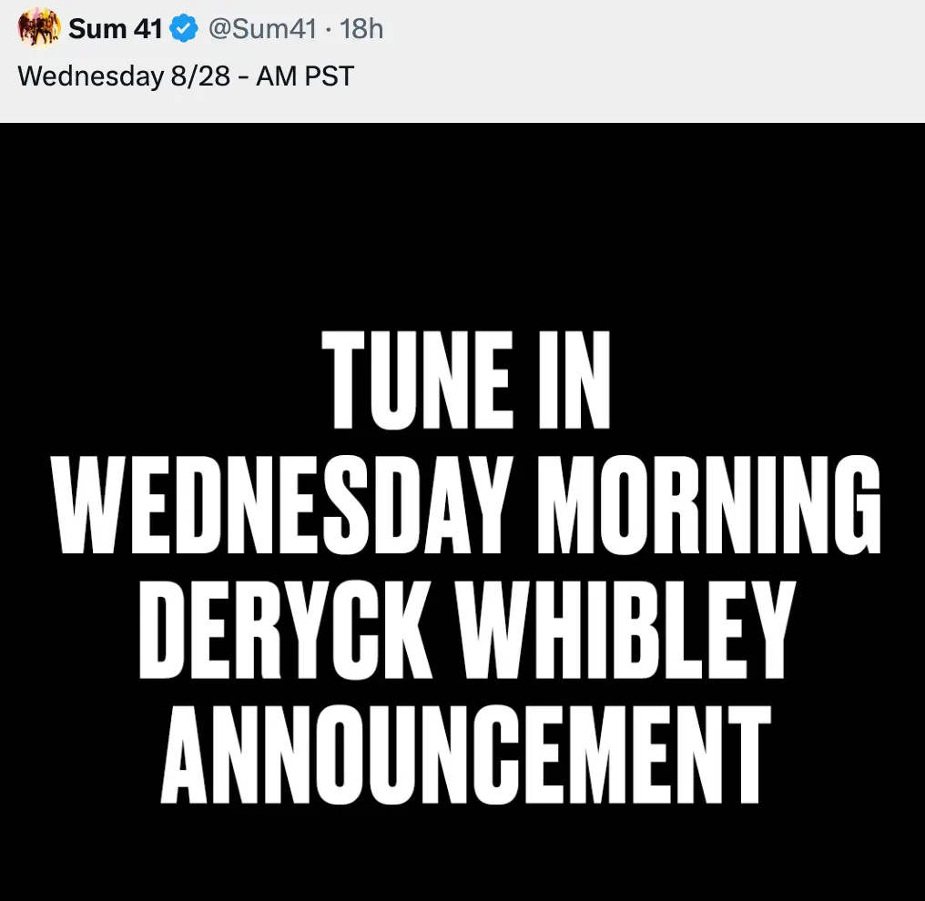 Sum 41 are set to share a big announcement this week. (X/@sum41)