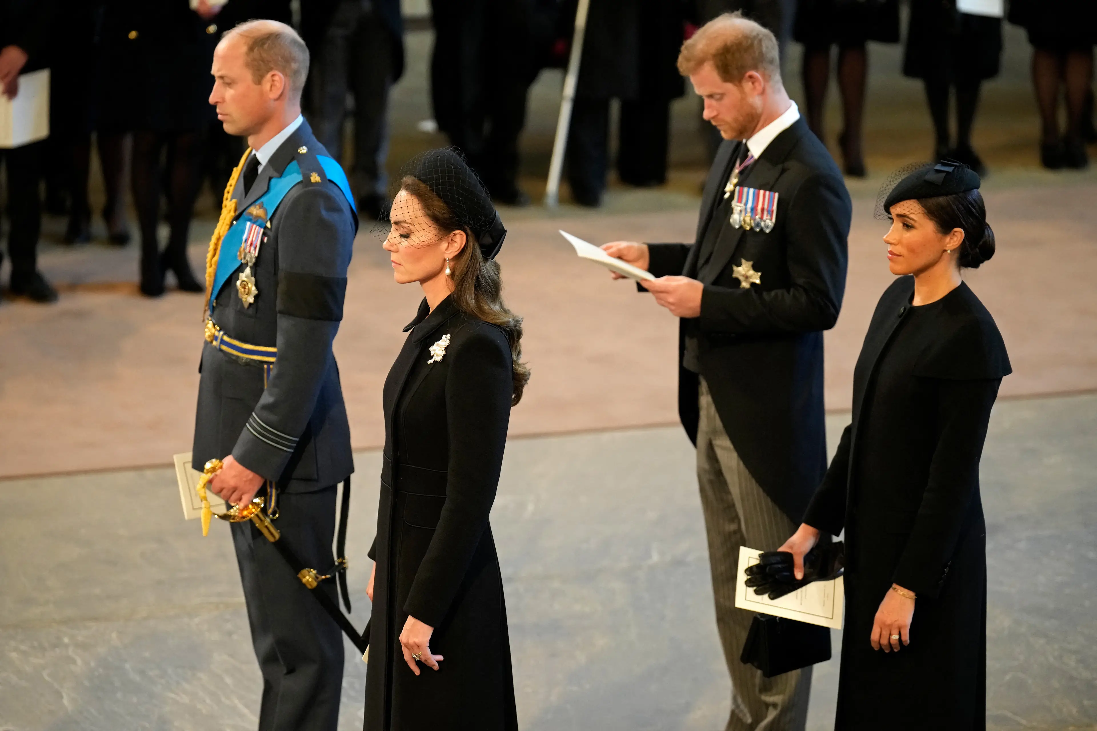 The Prince and Princess of Wales seen with Harry and Meghan at Queen Elizabeth's funeral (Christopher Furlong / POOL / AFP via Getty Images)