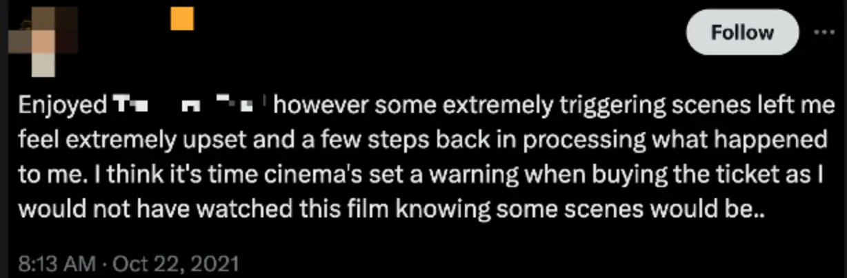 Viewers are calling for better protection from potentially triggering scenes (X) 