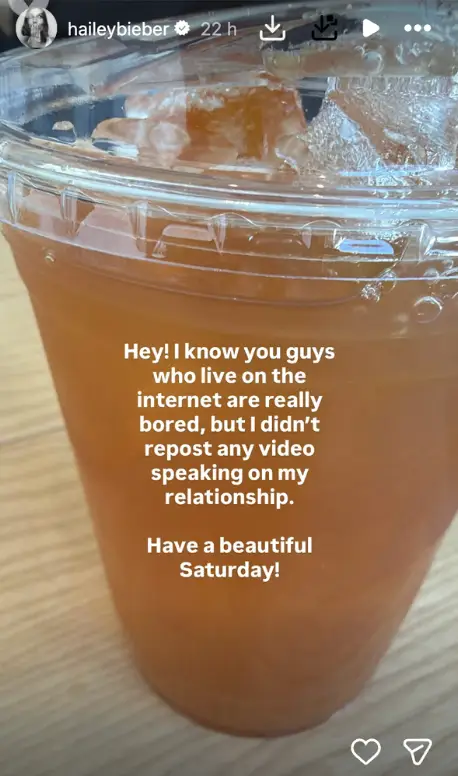 Hailey Bieber's response (Instagram/@haileybieber)