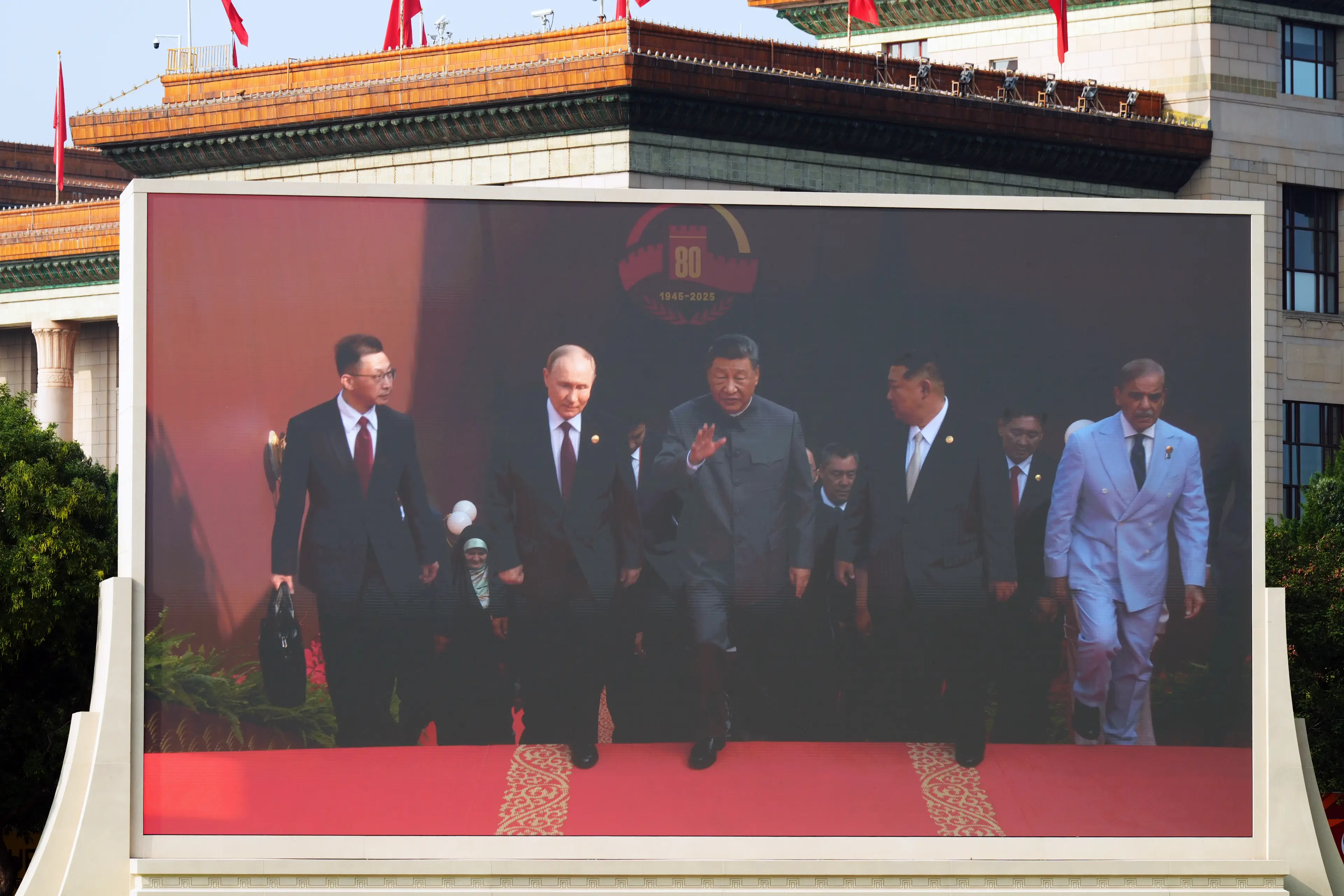 The world leaders joined together at a military parade (Qilai Shen/Bloomberg via Getty Images)