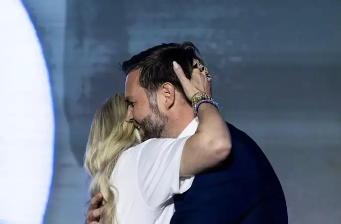 This moment with Vice President JD Vance was called controversial by Erika Kirk's critics (Brad Vest/Getty Images)