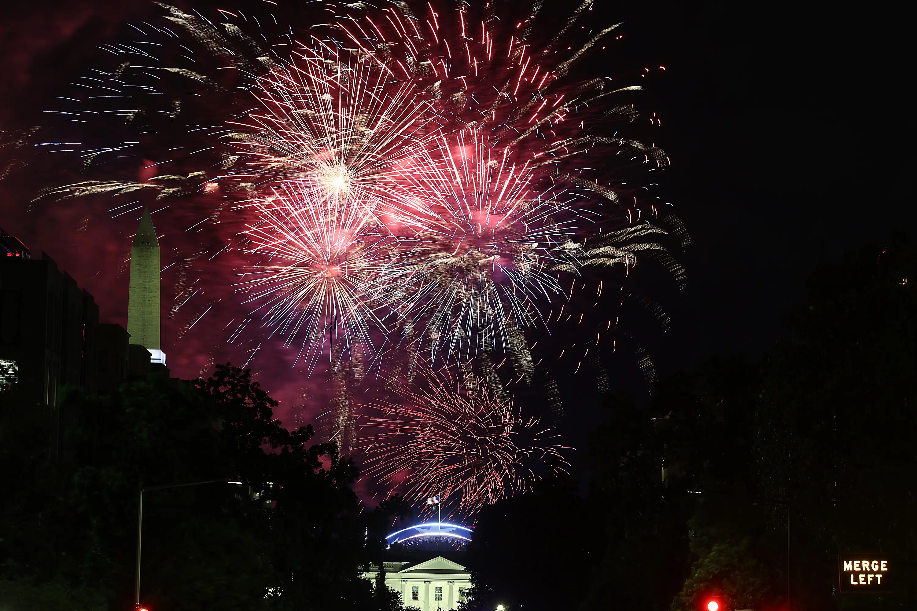The scheduled fireworks aren't expected to kick off until after 11pm (Tasos Katopodis/Getty Images)