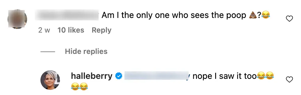 The actress didn't deny that it was poo in the picture.