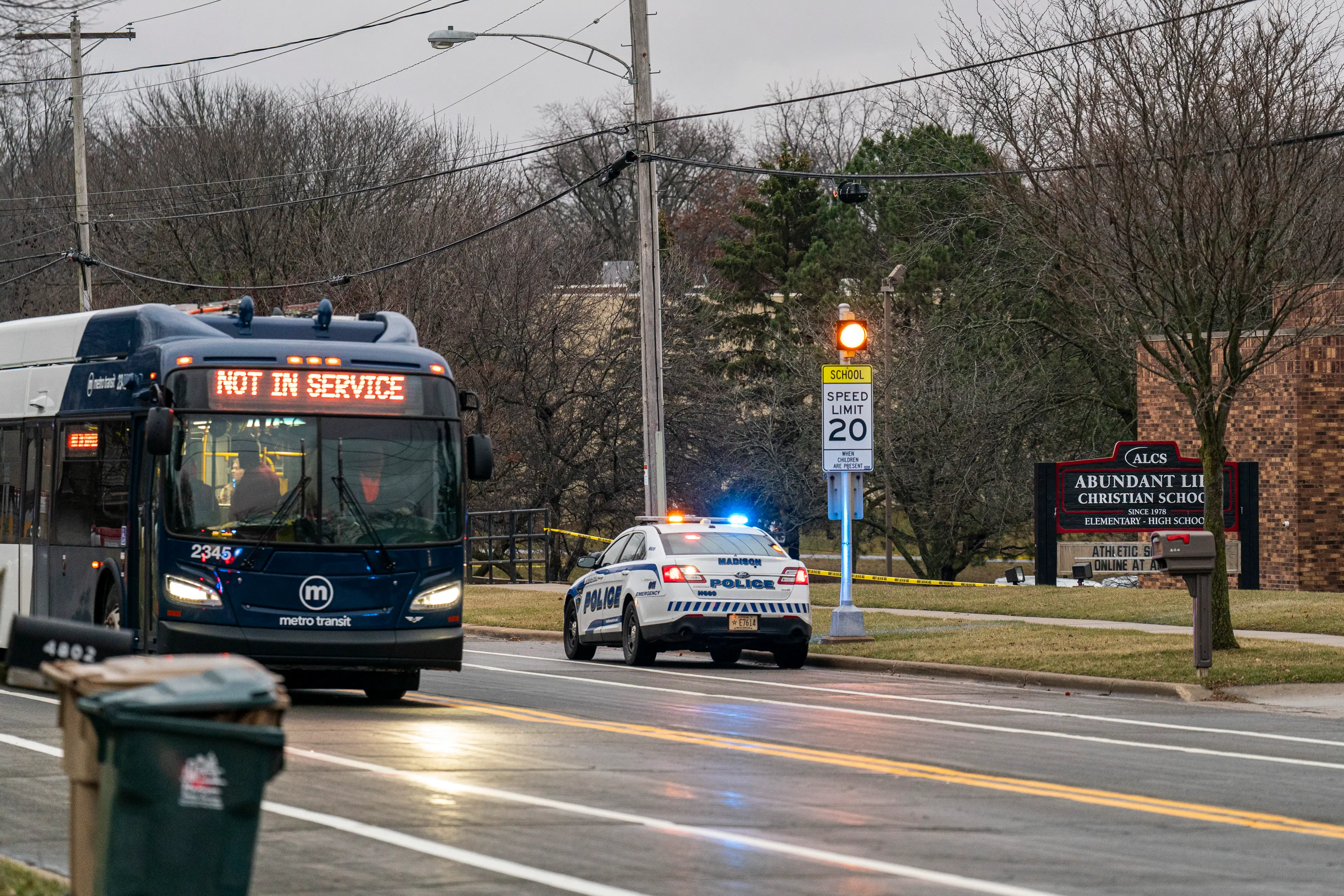 A Madison city bus transported children to their parents after the ordeal (Andy Manis/Getty Images)