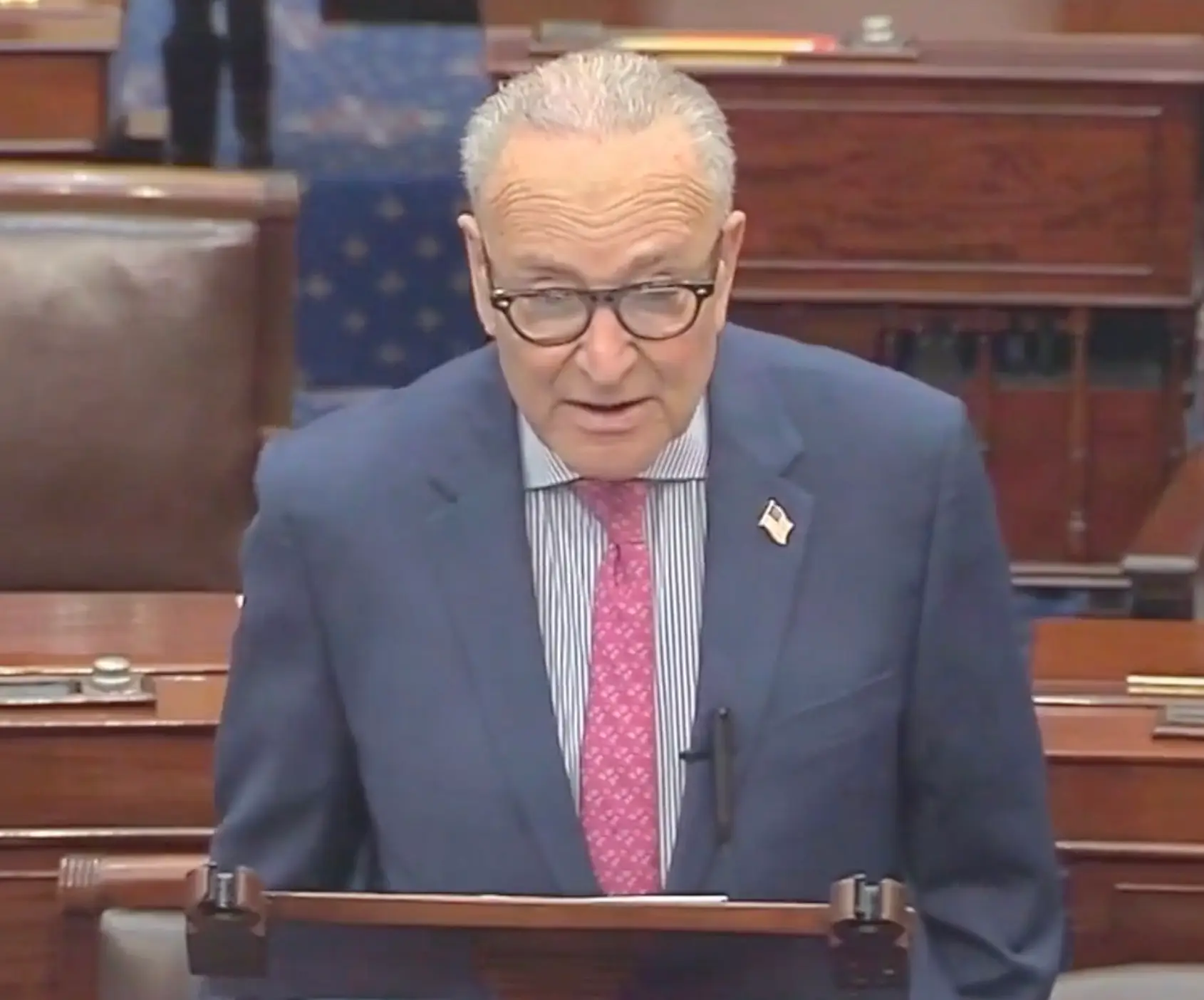 The senator did not confront the awkward moment during his speech. (C-SPAN)