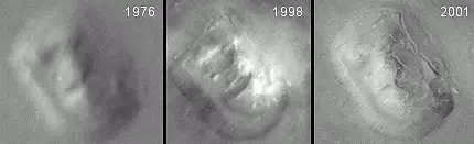 An enormous head nearly two miles from end to end seemed to be staring back at the cameras from a region of the Red Planet called Cydonia.