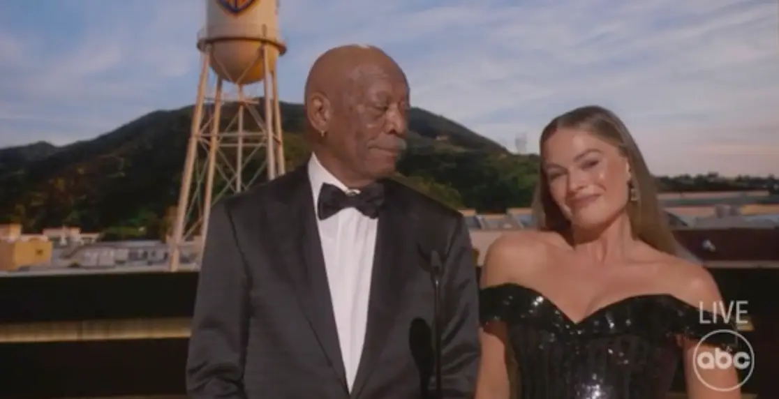 Freeman and Robbie were among the many stars to appear on stage last night.