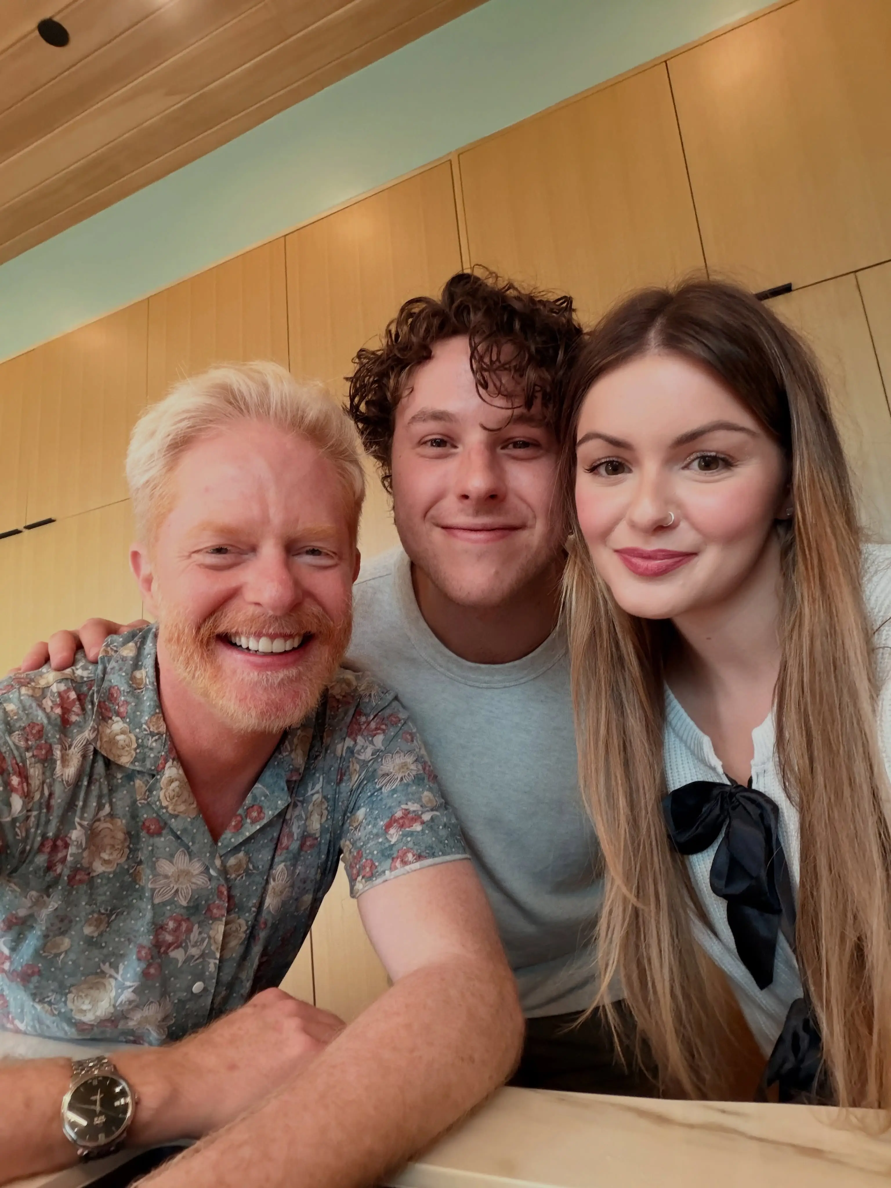 Winter and Gould pictured with fellow Modern Family alumni Jesse Tyler Ferguson recently (arielwinter/Instagram)