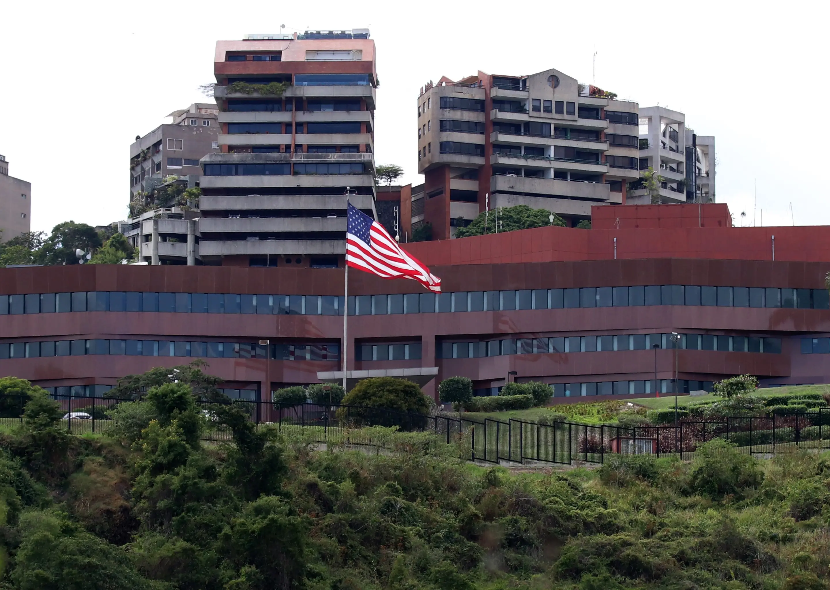 Diplomatic personnel left the US embassy in Caracas in 2019 (Lokman Ilhan/Anadolu Agency/Getty Images)