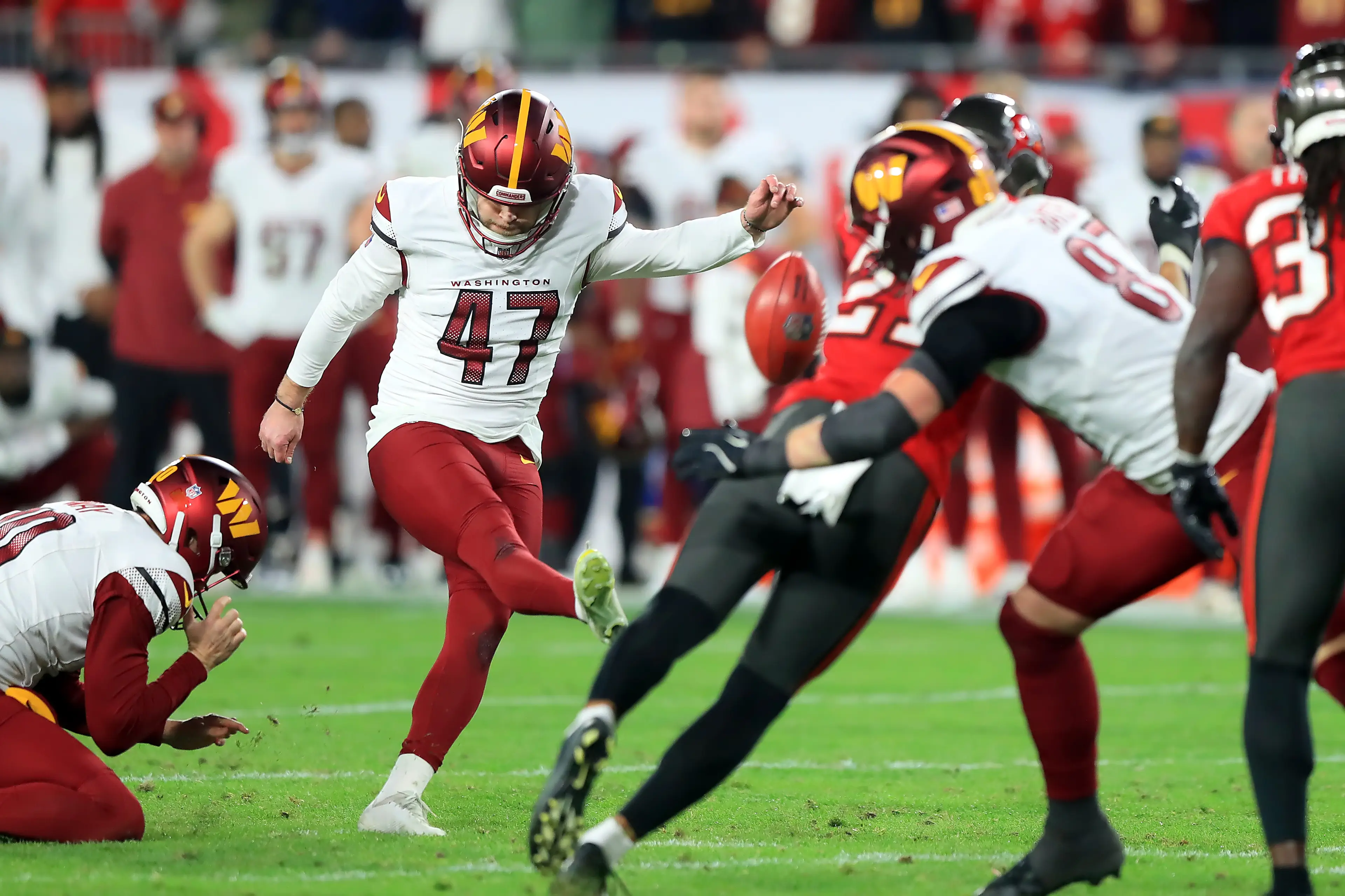 Gonzalez's kick secured Washington its first playoff win in 20 years (Cliff Welch/Icon Sportswire via Getty Images)