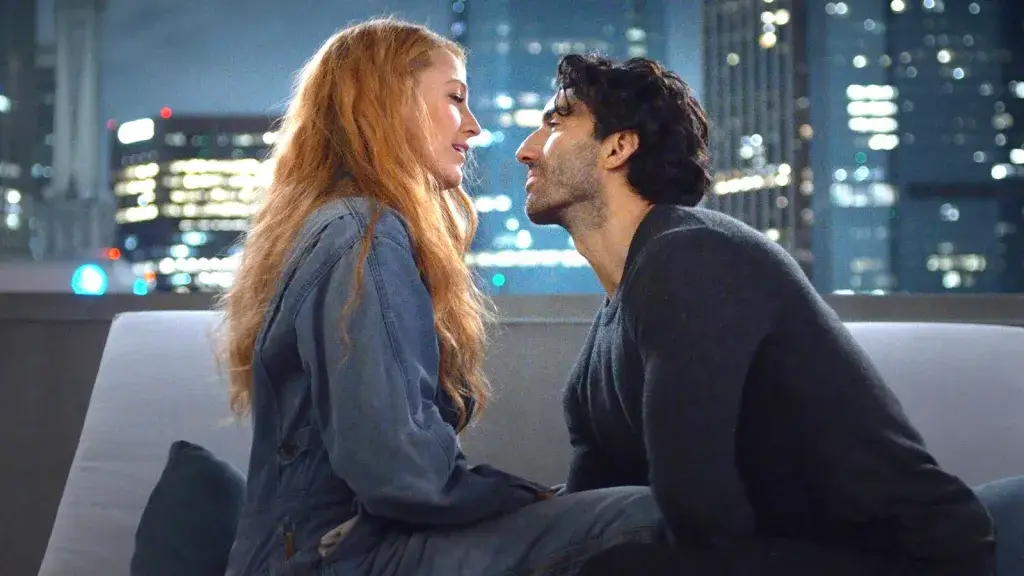 The characters played by Blake Lively and Justin Baldoni first meet on a rooftop (Sony Pictures)