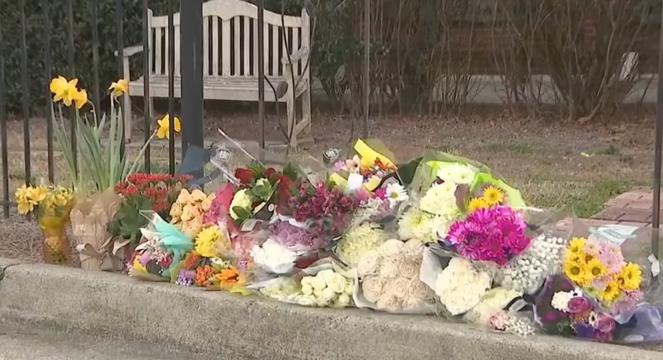 Flowers have been laid down at the school in memory of the teacher (Fox 5 Atlanta/YouTube)